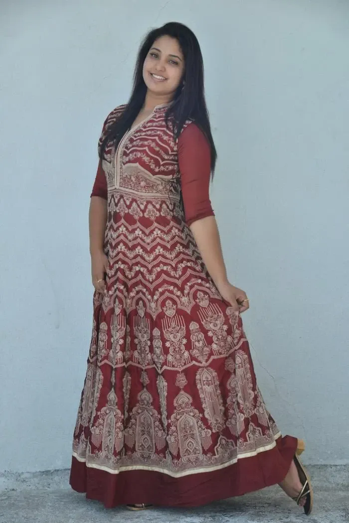 Beautiful Telugu Girl Himansee In Maroon Gown